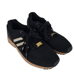 Adidas Black/Gold ZX Flux Torsion Sneakers 6.5 Bedazzled Athletic Casual